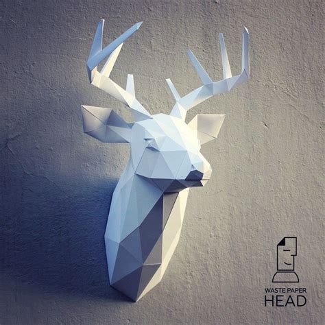 19 Papercraft Deer Head 3 Printable Digital Template Paper Crafts