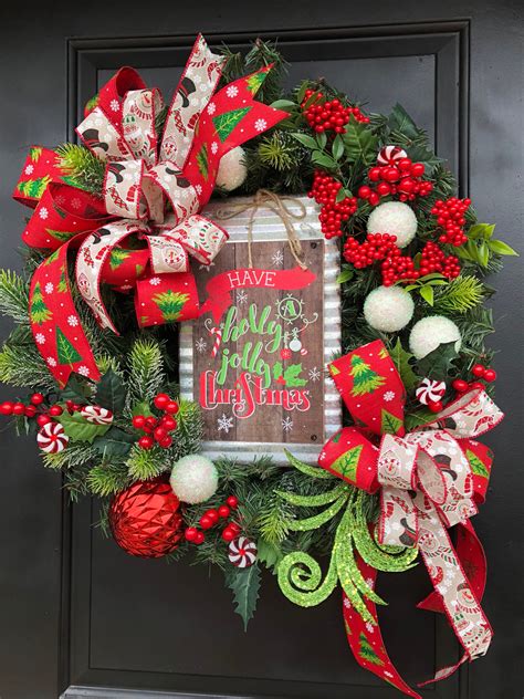 Christmas Wreath Christmas Front Door Wreath Whimsical Wreath