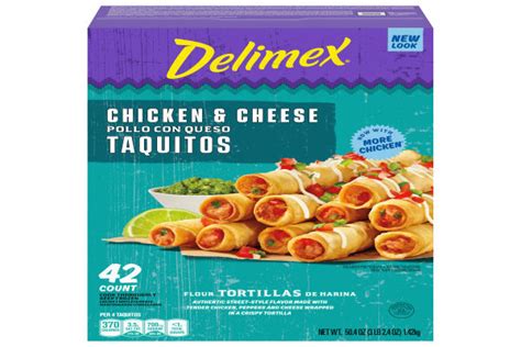 Delimex Chicken And Cheese Large Flour Taquitos 42 Ct Box My Food And