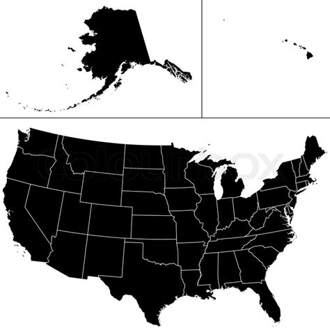 Detailed Vector Shape Of The Unites States Of America Including Alaska