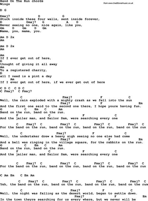Song Lyrics With Guitar Chords For Band On The Run