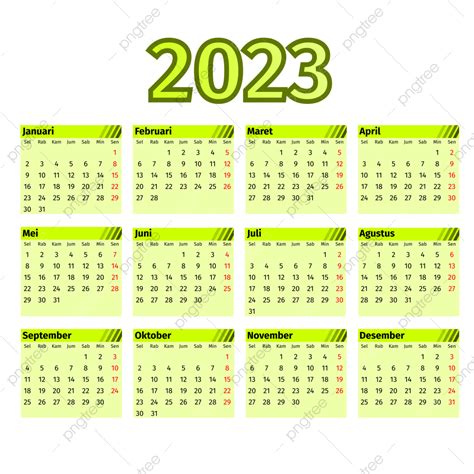 Gambar Kalender 2023 Kalender Hijau Sederhana Kalender 2023 2023