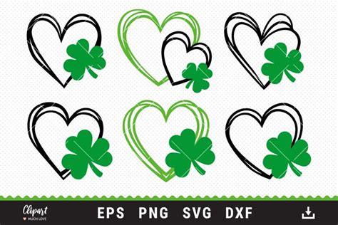 Heart Shamrock Svg Saint Patricks Day Heart Svg Dxf Png