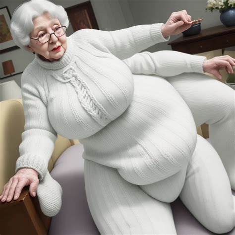 Convert Small Image To Large White Grandma Knitting Big Wide Hips Big