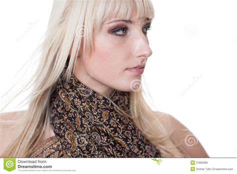 Blond With Scarf Stock Photo Image Of Model Smiles 27856382