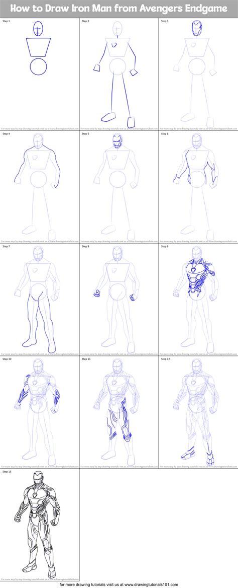 How To Draw Iron Man From Avengers Endgame Printable Step By Step 8a0