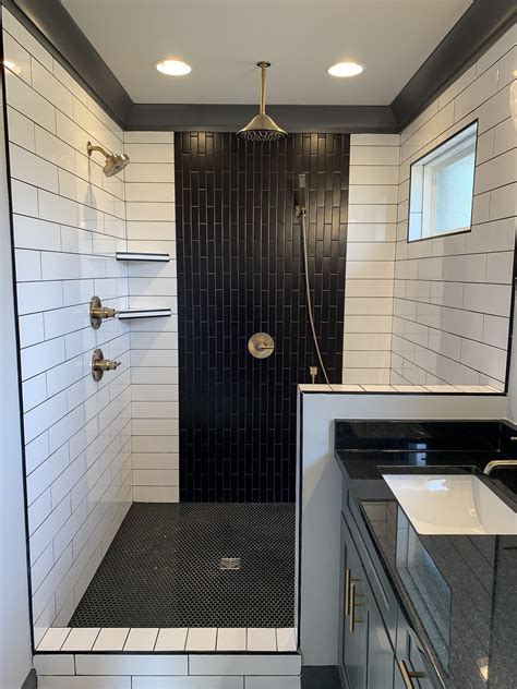 Walk In Shower With White Tile Shower Small Shower Remodel Shower