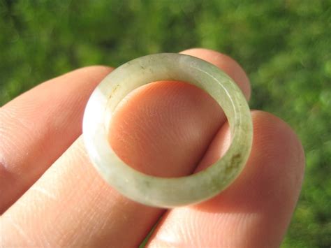 Natural Jade Ring Thailand Jewelry Stone Mineral Art Size 65 A240