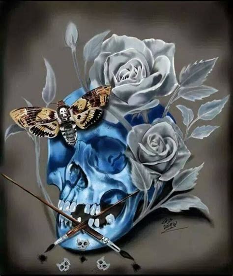 Skull And Butterflies With Roses Totenkopf Tattoos Skull Pin Skull