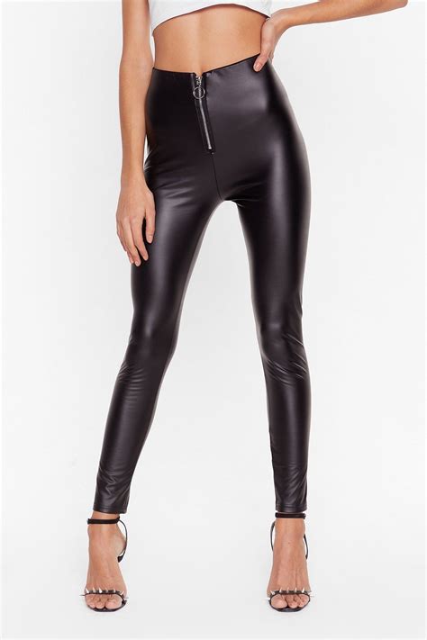 Serves You Tight Faux Leather Zip Leggings Leather Outfit Leggings