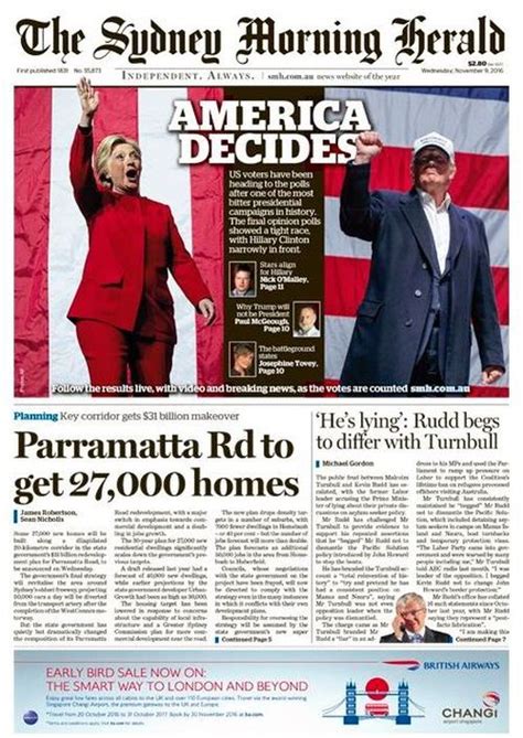 Newspaper Front Pages Tackle Us Election Adnews