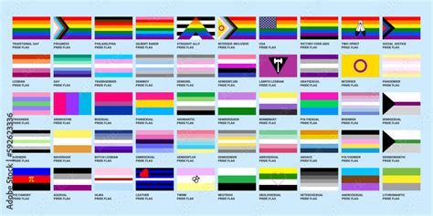 Vecteur Stock Lgbtq Sexual Identity Pride Flags Collection Flag Of My