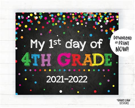 First Day Of 4th Grade Sign Fourth Grade Back To School Etsy