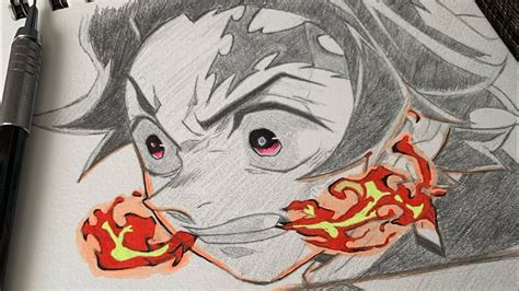 Drawing Tanjiro Kamado Fire Breathing🔥 Must Watch Demon Slayer