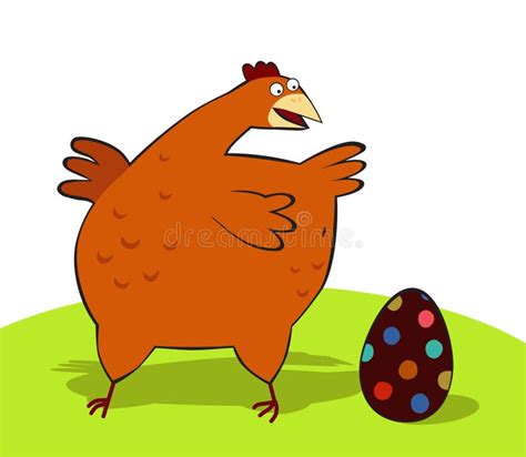 Cartoon Hen With Easter Eggs Stock Vector Illustration Of Draw Happy