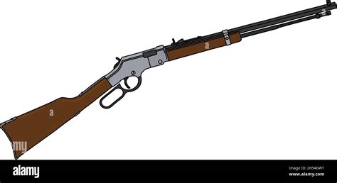 The Vectorized Hand Drawing Of A Classic Winchester Repeating Rifle