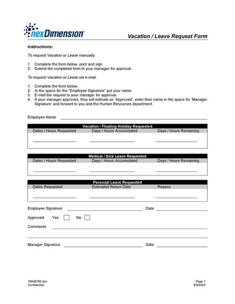 Professional Employee Vacation Request Forms Word ᐅ TemplateLab