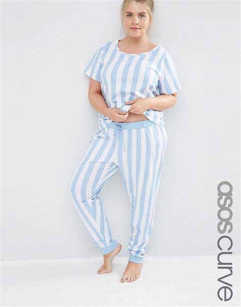 Asos Curve Asos Curve Deckchair Stripe T Shirt And Trouser Pyjama Set
