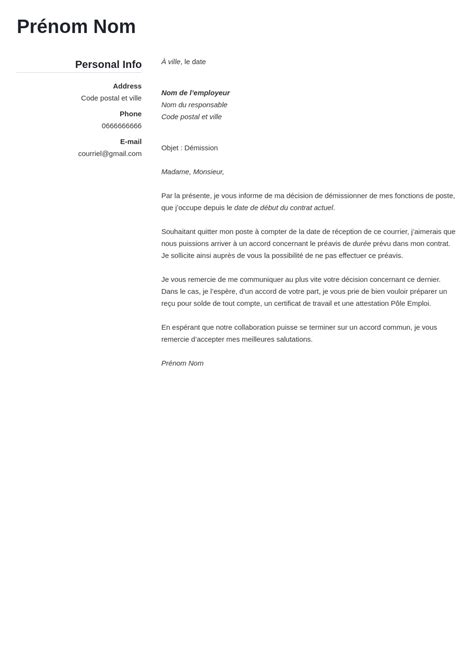 Lettre De D Mission Exemples Avec Sans Pr Avis Conseils