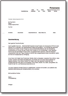 Arbeitszeugnis vorlage & muster (schweiz). Garantieerklärung für Produkte • DE Musterbrief Download
