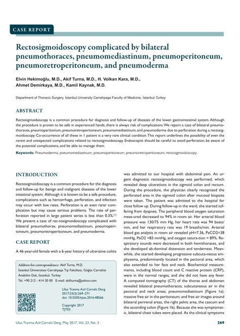 Pdf Rectosigmoidoscopy Complicated With Bilateral Pneumothoraces
