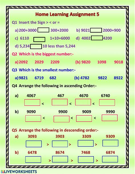 Comparing The Numbers Worksheet