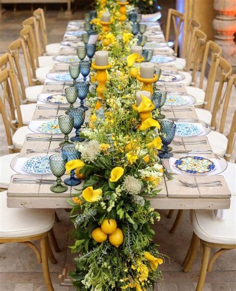 Tuscan Table Seeting Lemon Themed Bridal Shower Lemon Themed Wedding