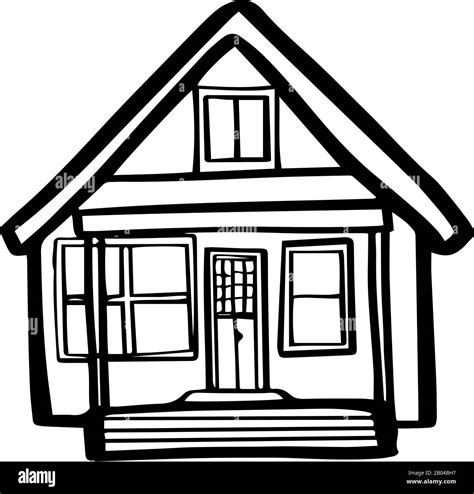 Cute House In Hand Drawn Doodle Style Isolated On White Background