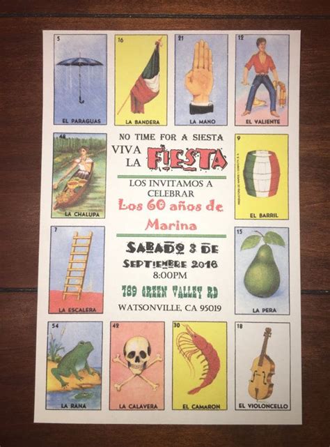 Loteria Invitations By Dnicedetails On Etsy Mexican Birthday Parties Mexican Party Invitation