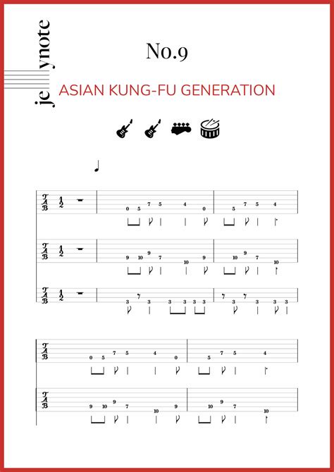 asian kung fu generation no 9 guitar and bass sheet music jellynote