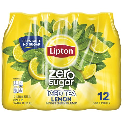 Lipton Iced Tea Lemon Zero Sugar 169 Oz Bottles 12 Count Walmart