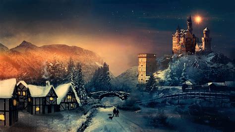 Walk In The City In The Winter Night Wallpaper Download