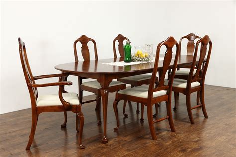 Cherry Dining Set Oval Vintage Table 2 Leaves 6 Chairs Lexington 38064 Harp Gallery