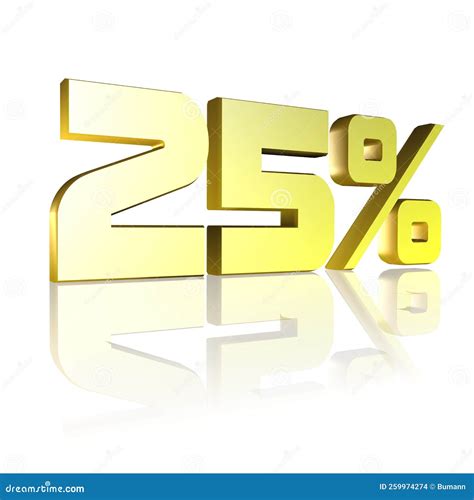 25 , 25 Percent As a 3D Illustration, 3D Rendering Stock Illustration