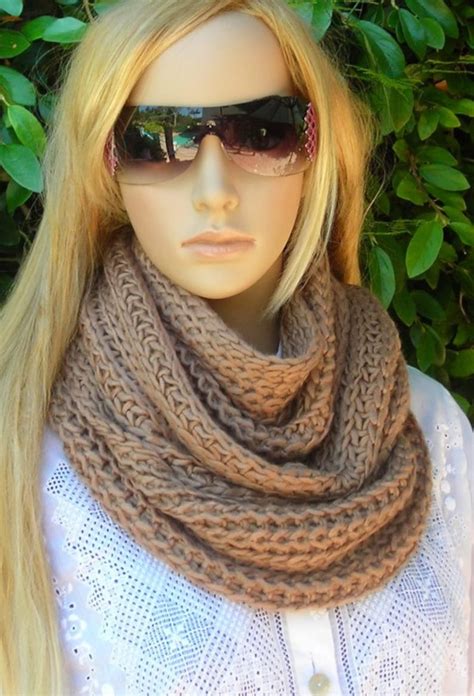 Hand Knitted infinity Scarf Bold Knit Scarf Multi | Etsy