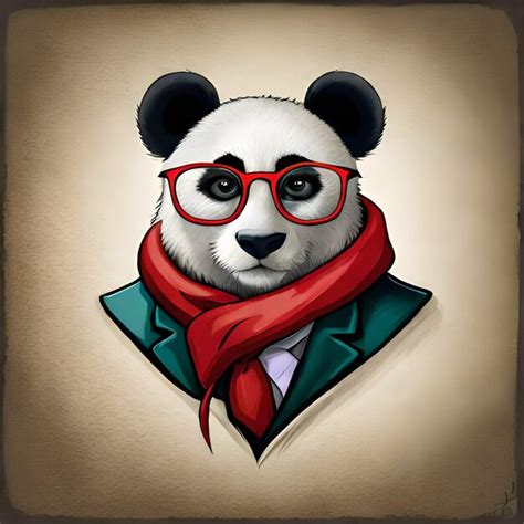 Zeichnendes Cartoon Porträt Eines Pandas Mit Glücklichem Gesicht