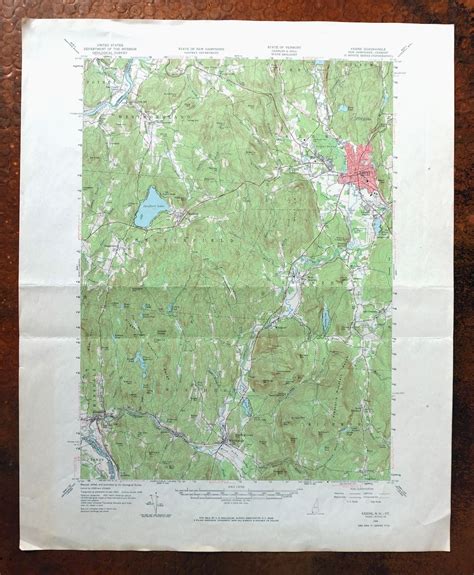 Antique Keene New Hampshire 1958 Us Geological Survey Topographic Map