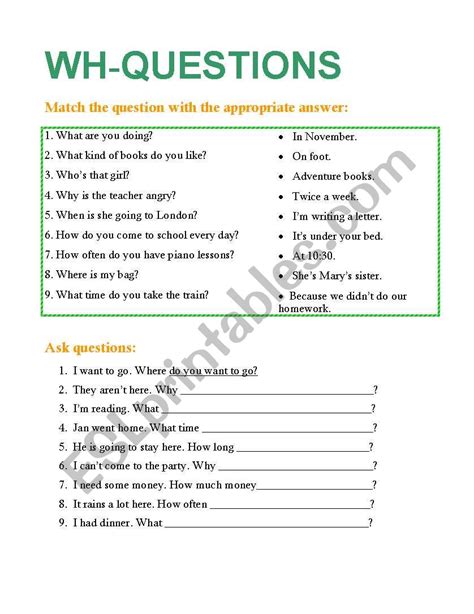 Wh Questions Esl Worksheet By Marnute