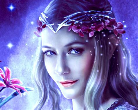 Galadriel Luminos Elf Queen Woman Fantasy Girl Purple Lotr