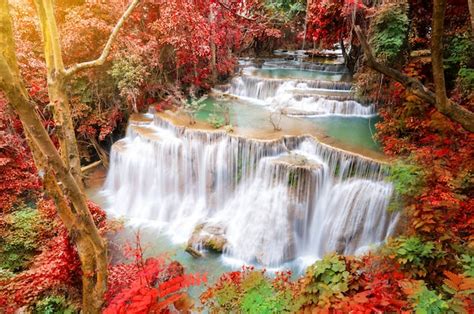 Premium Photo Deep Forest Waterfall In Autumn Scene At Huay Mae Kamin