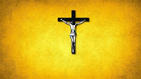 Jesus Christ On Cross With Yellow Background Hd Jesus Wallpapers Hd