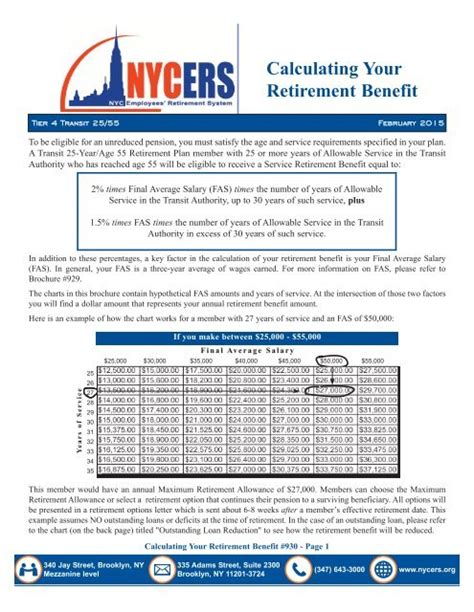 Calculating Your Retirement Benefit Nycers