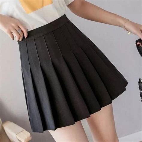 Black Tennis Pleated School Mini Skirt Etsy Mini Skirts Black