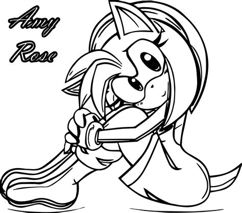 Amy Rose Cute Time Coloring Page Rosé Cute