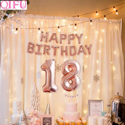 Qifu Forever 18 Birthday Balloon Rose Gold 18th 18 Birthday Party