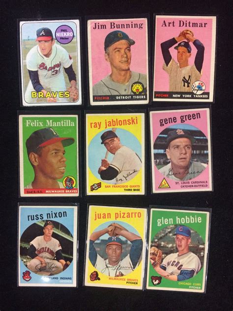 1958 Topps Baseball Trading Cards Lot Niekro Bunning Jablonski