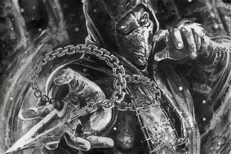 Scorpions Mortal Kombat realistic pencil draw desenho realista a lápis