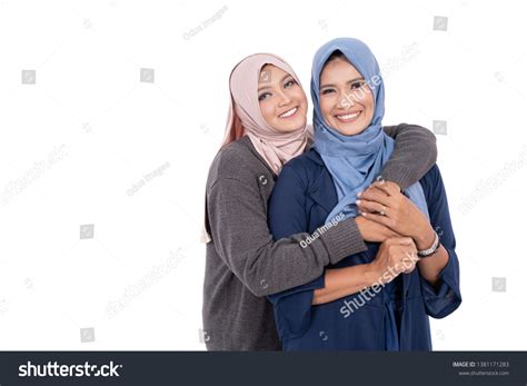 Portrait Muslim Mother Daughter Isolated Over Stock Photo 1381171283