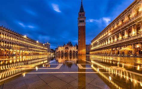 Venice Piazza San Marco Italy St Marks Campanile Bell Tower Basilica St Marks Square Hd