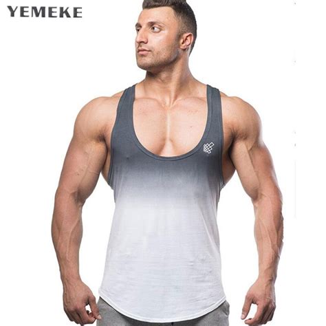 Yemeke Gyms Tank Tops Bodybuilding Clothing Fitness Men Cotton Golds